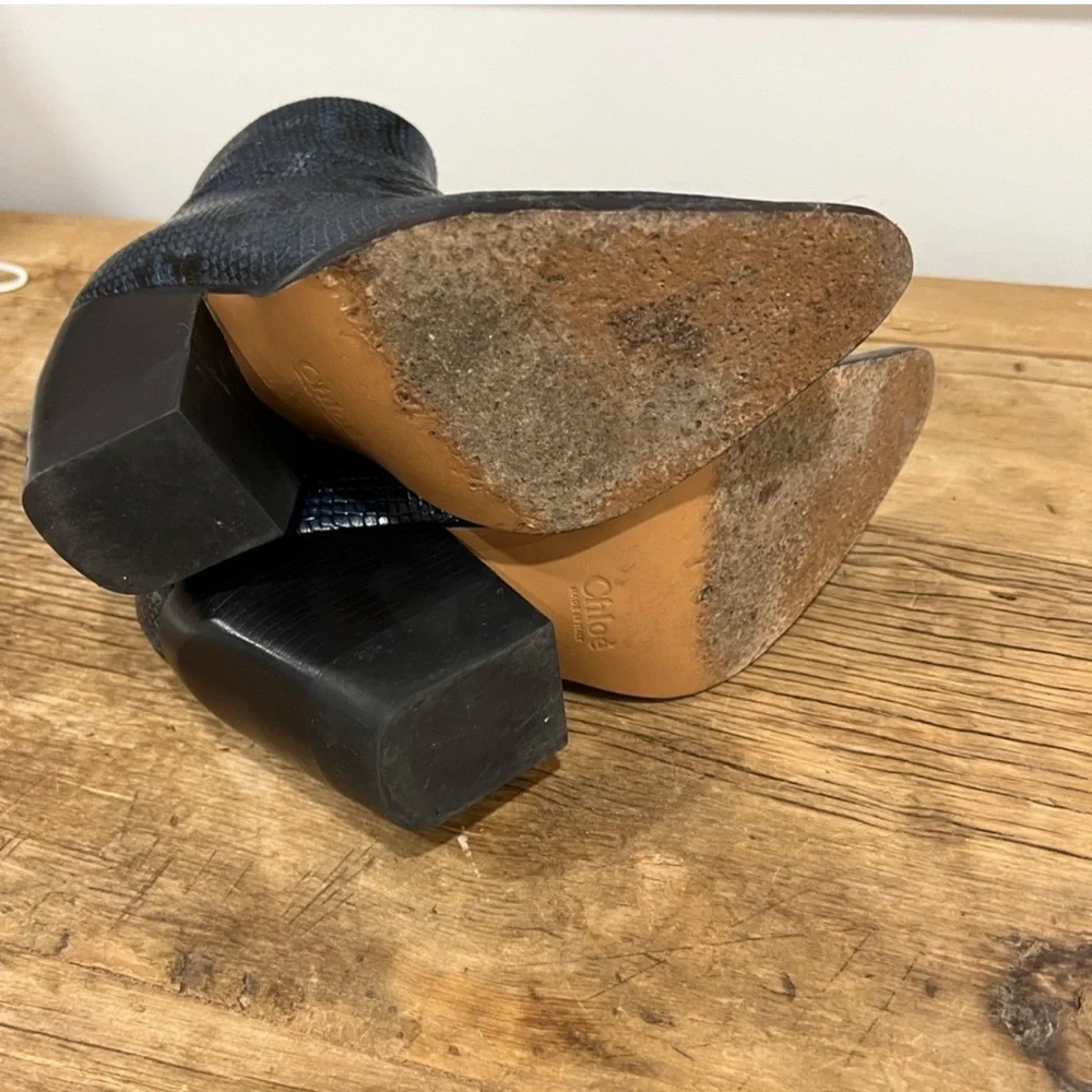 Chloe Rylee Ankle Boots Python Print 7.5 - Picture 9 of 10